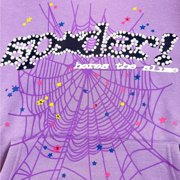 Purple Sp5der Graphic Hoodie Unisex Size M - Picture 3 of 10